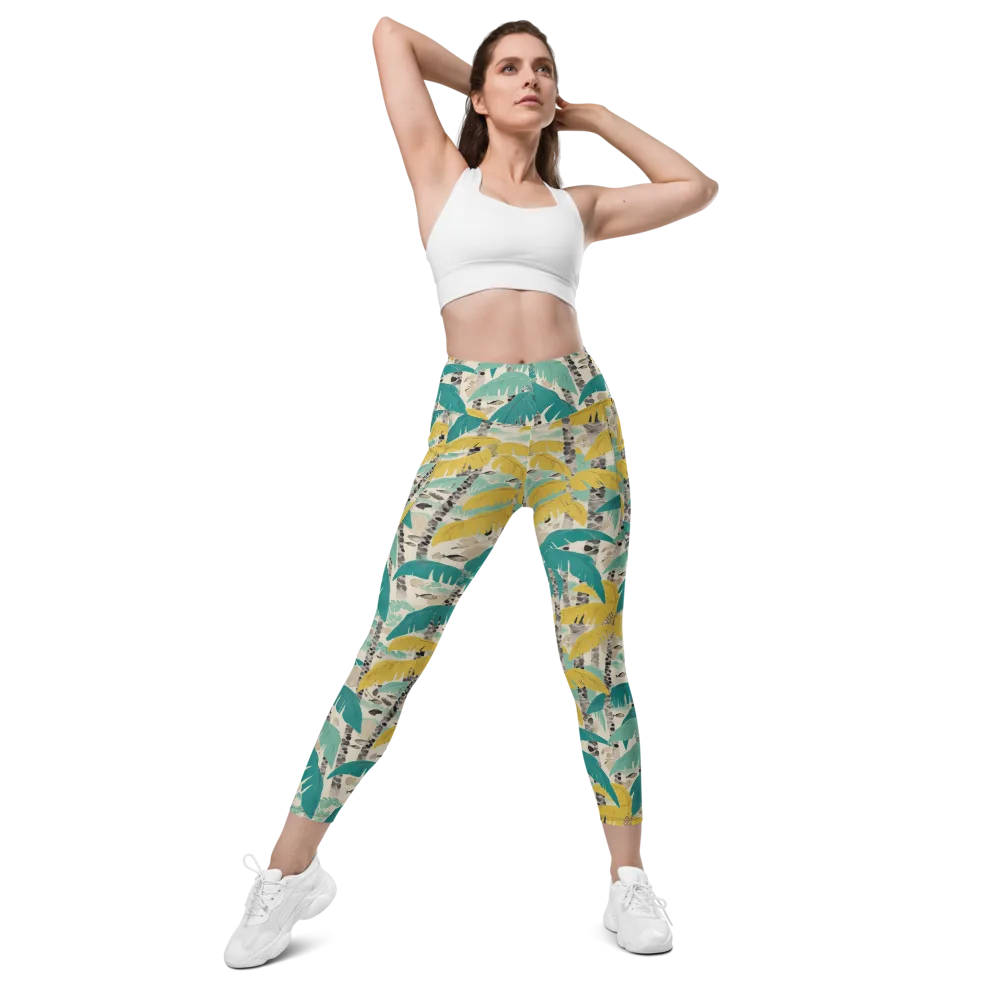 Lagoon Canopy on Leggings with Pockets — Front