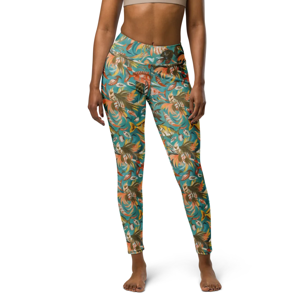 Tropical Undertow on Yoga Leggings — Front