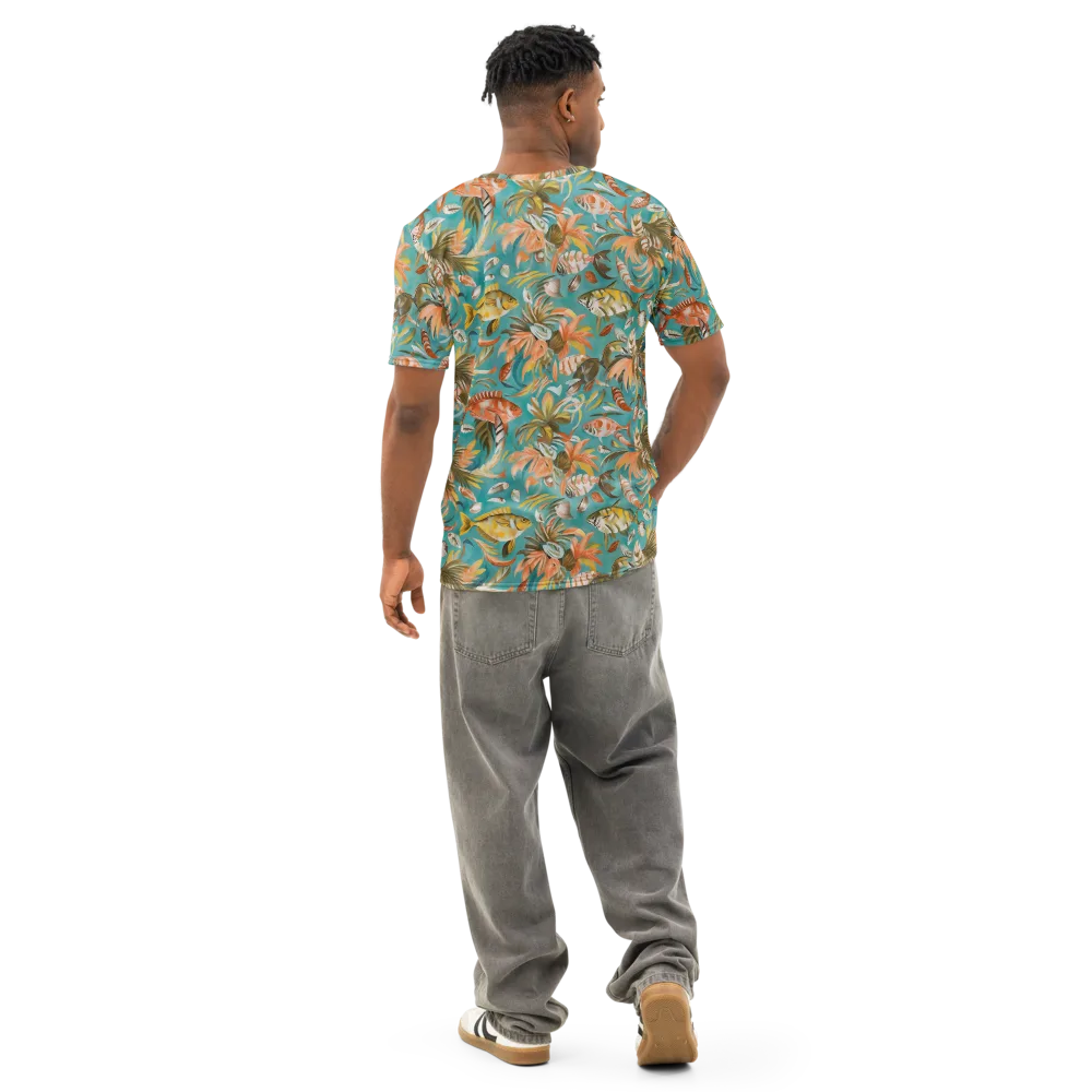 Tropical Undertow on Men's Cotton Crew Neck T-Shirt — Back