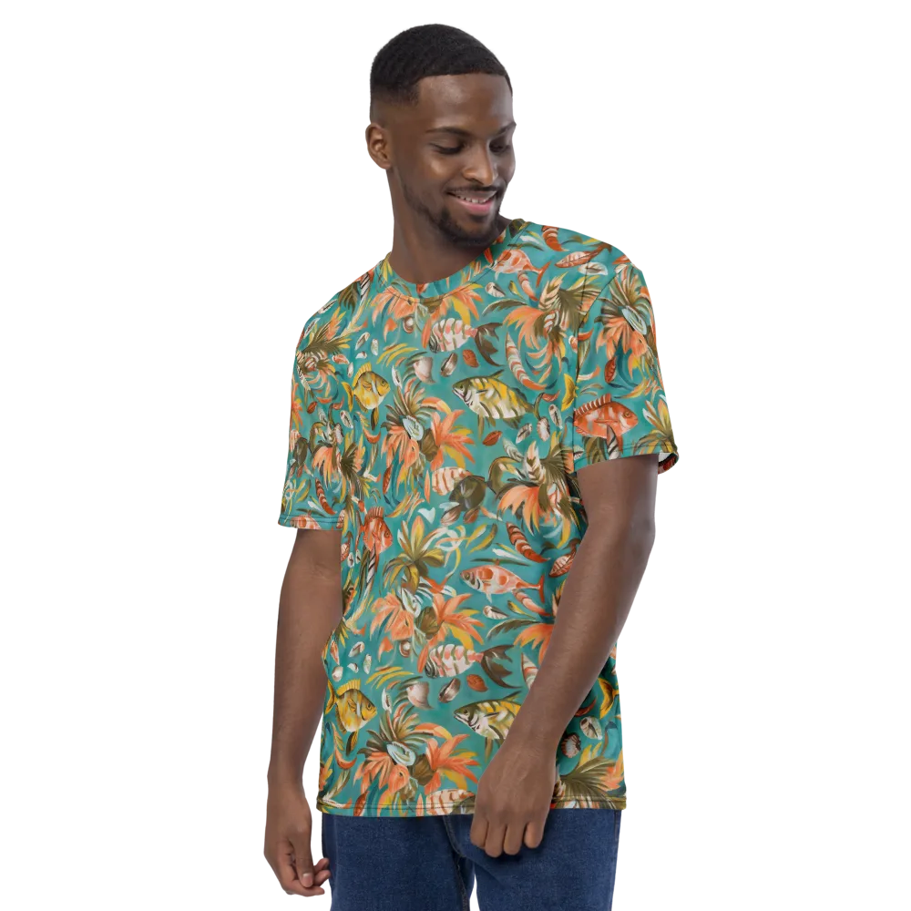 Tropical Undertow on Men's Crew Neck T-Shirt — Left