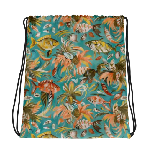 Tropical Undertow on a Drawstring Bag