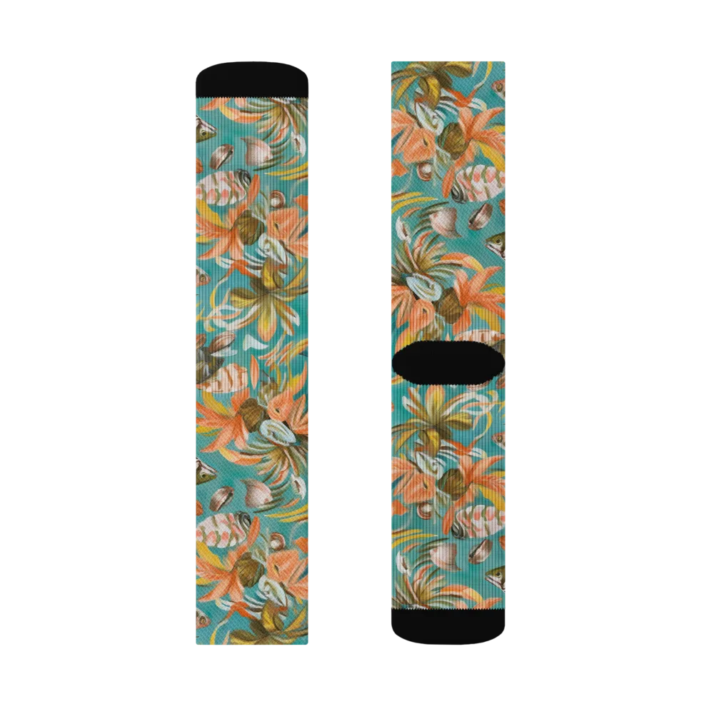 Tropical Undertow on Socks — Left Sock
