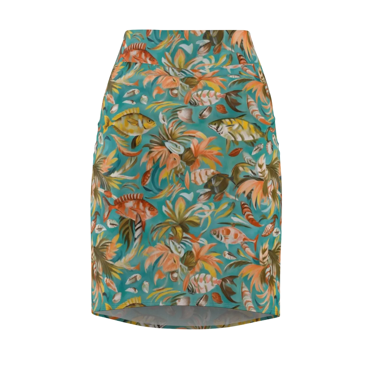 Tropical Undertow on Pencil Skirt — Front