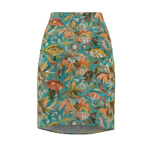 Tropical Undertow on a Pencil Skirt