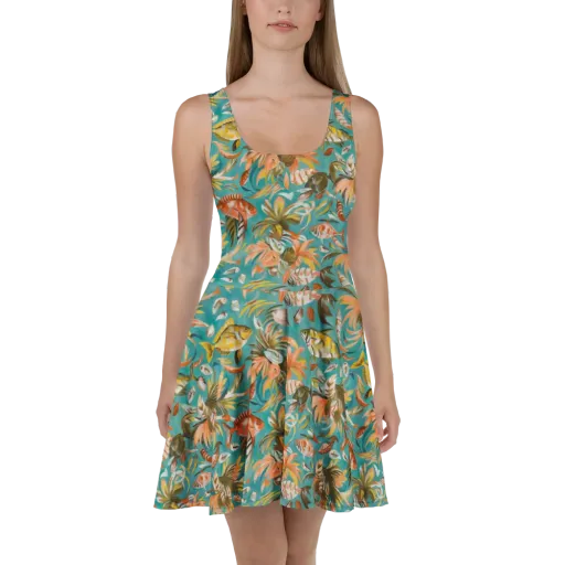 Tropical Undertow on a Skater Dress