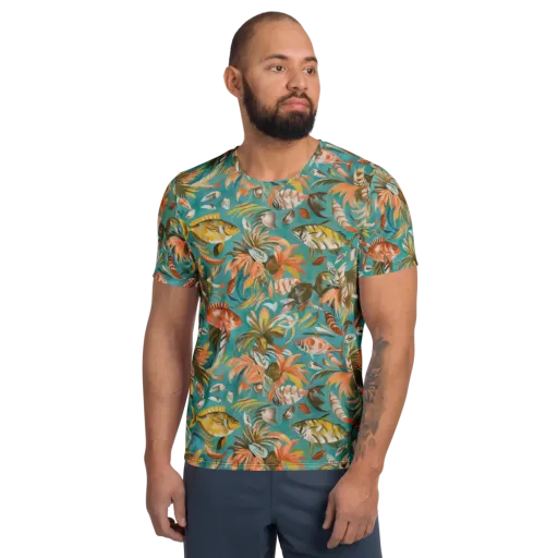 Tropical Undertow on a Men's Athletic T-Shirt