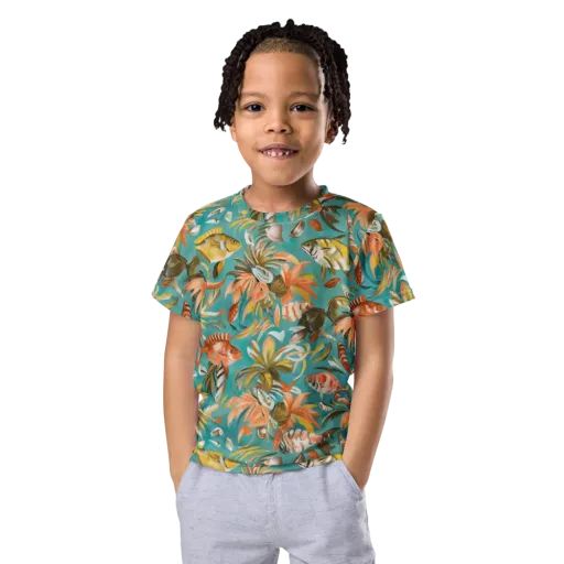 Tropical Undertow on a Kids Crew Neck T-Shirt