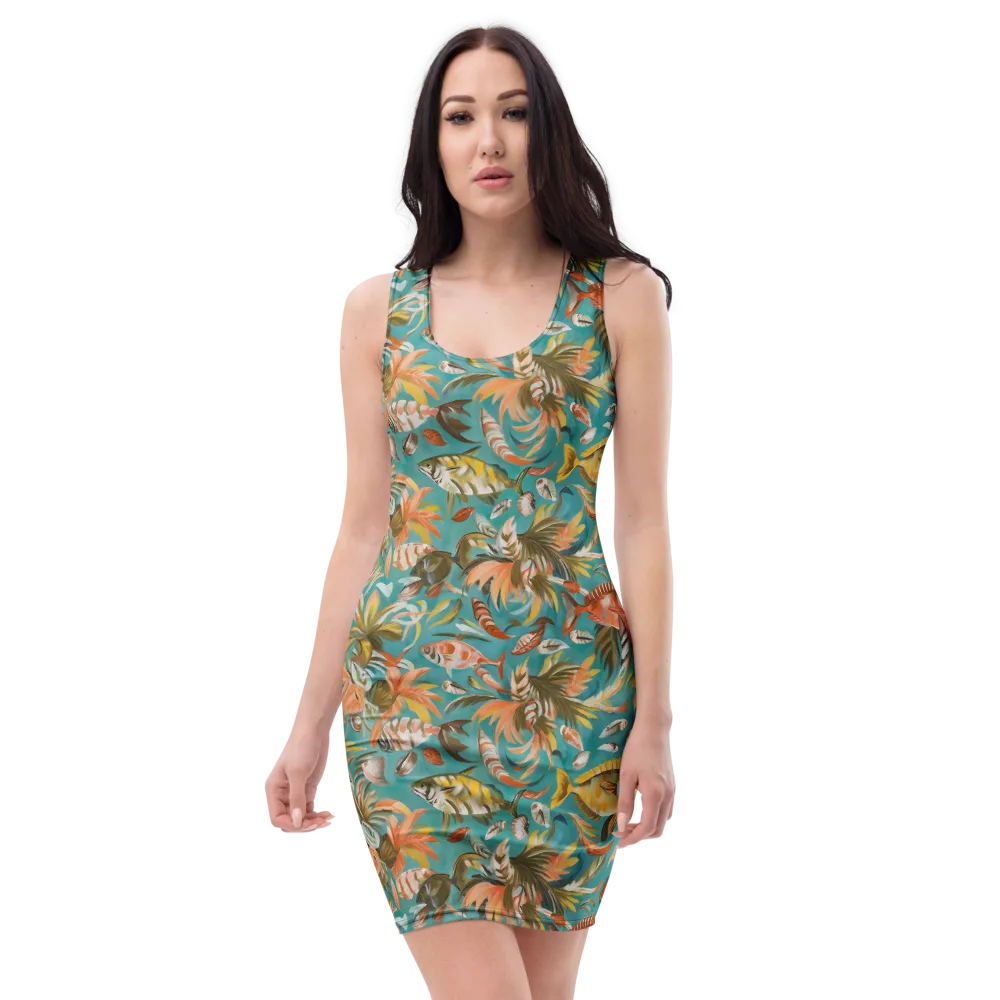 Tropical Undertow on Bodycon Dress — Front