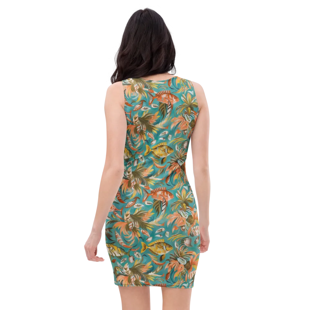 Tropical Undertow on Bodycon Dress — Back