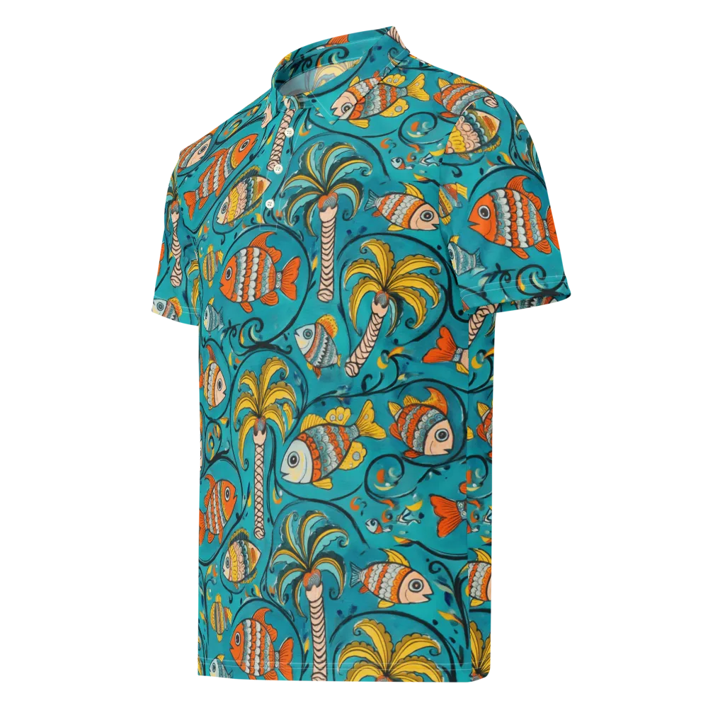 Palmfish Reverie on Men's Slim Fit Polo Shirt — Left Front