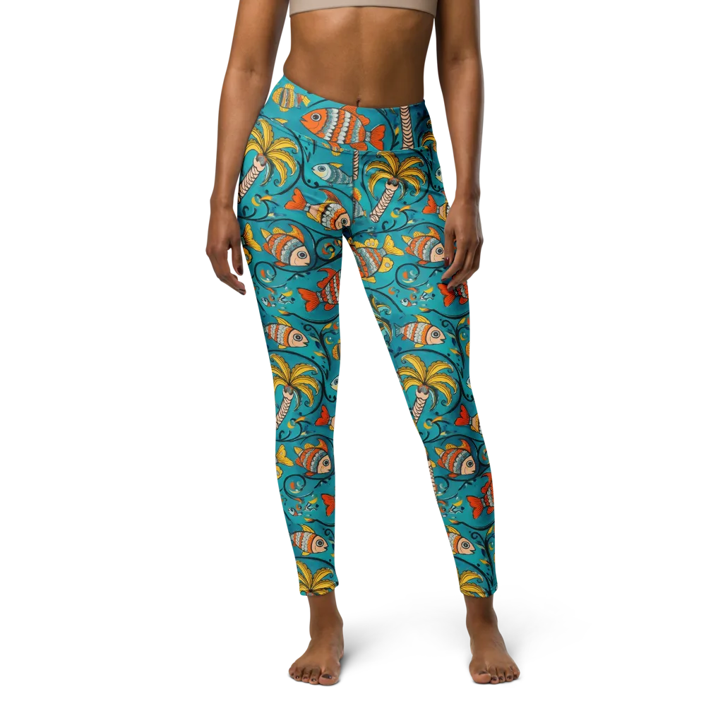 Palmfish Reverie on Yoga Leggings — Front