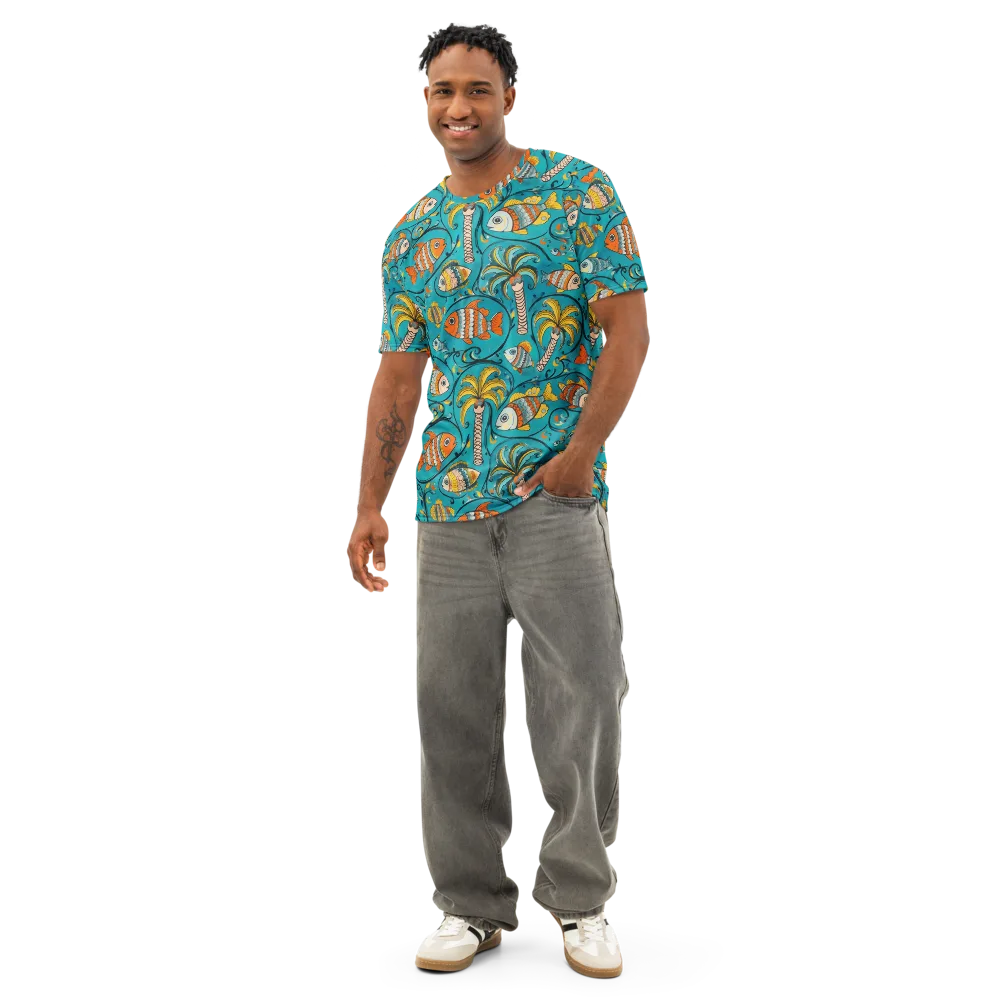 Palmfish Reverie on Men's Cotton Crew Neck T-Shirt — Front