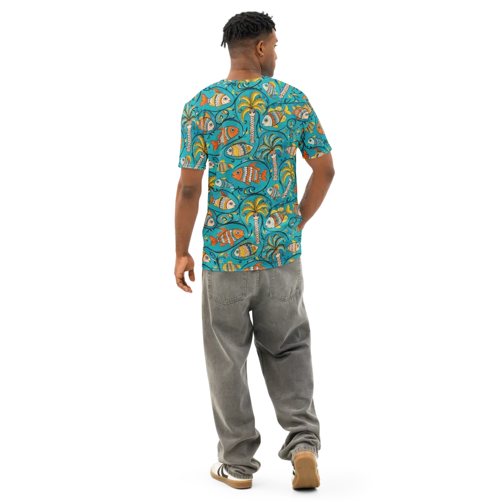 Palmfish Reverie on Men's Cotton Crew Neck T-Shirt — Back