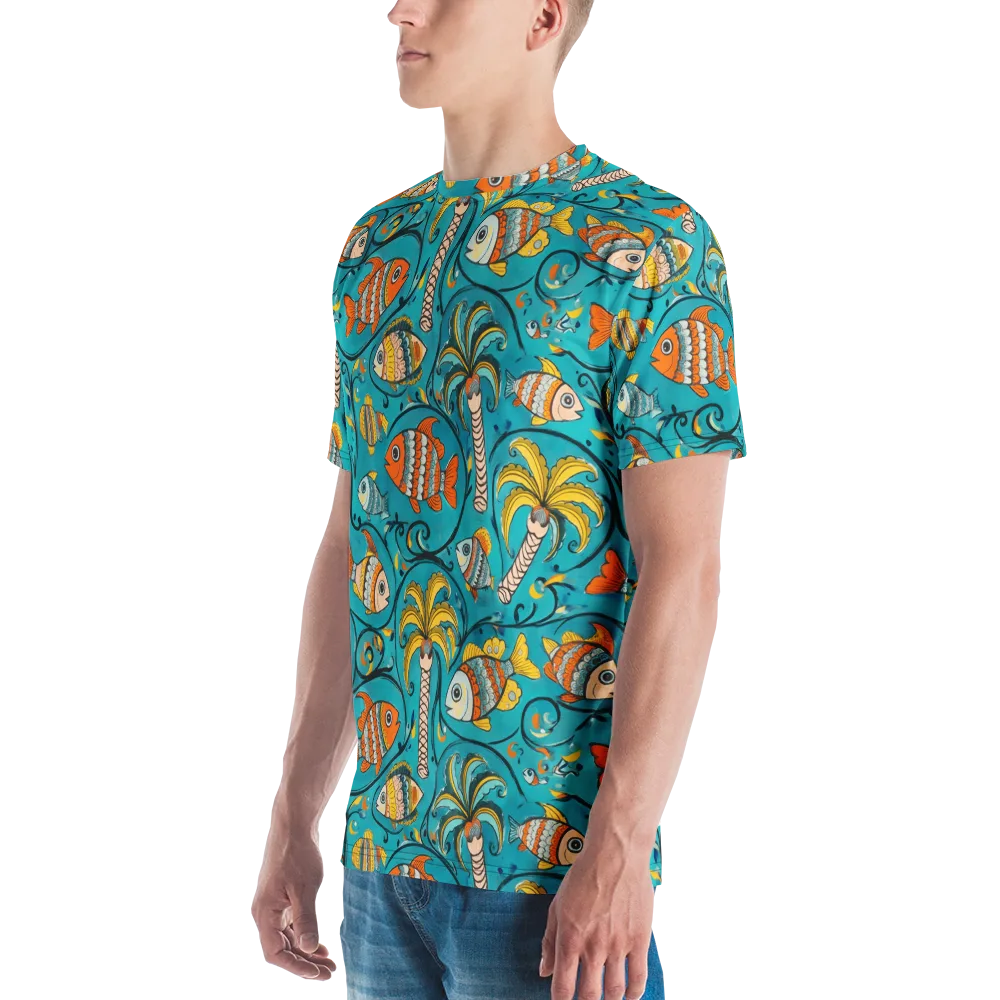 Palmfish Reverie on Men's Crew Neck T-Shirt — Left