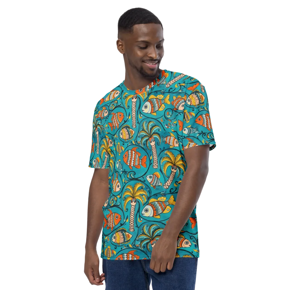 Palmfish Reverie on Men's Crew Neck T-Shirt — Left