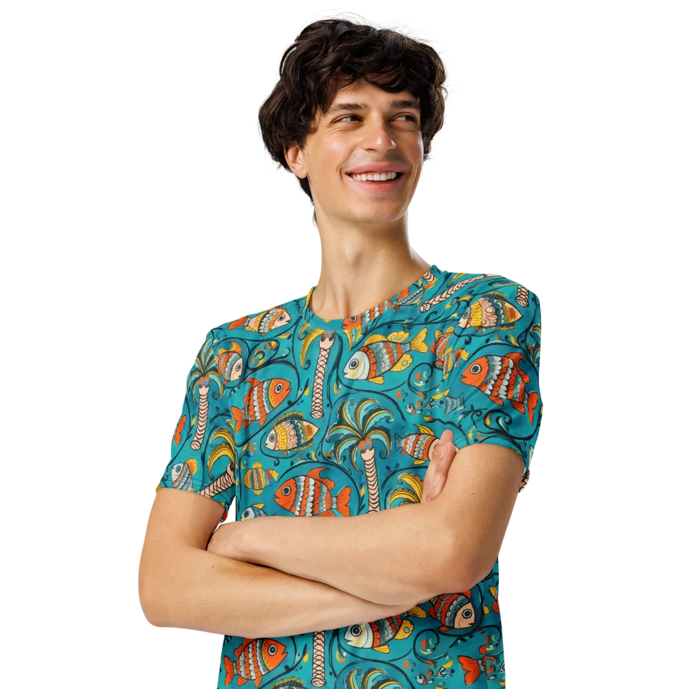 Palmfish Reverie on Men's Crew Neck T-Shirt — Left Front