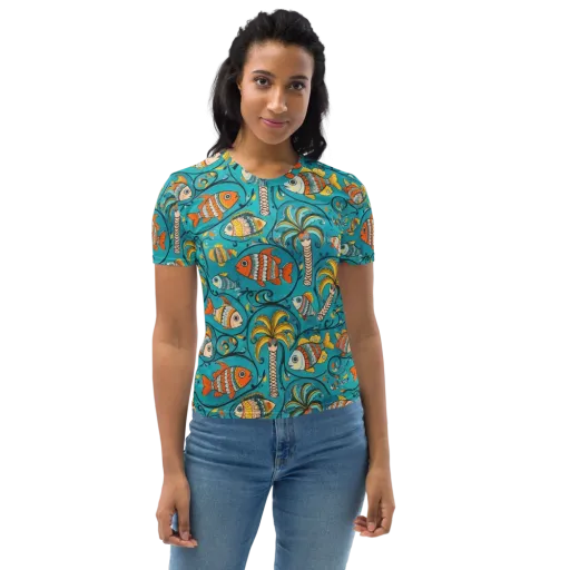 Palmfish Reverie on a Women's Crew Neck T-Shirt