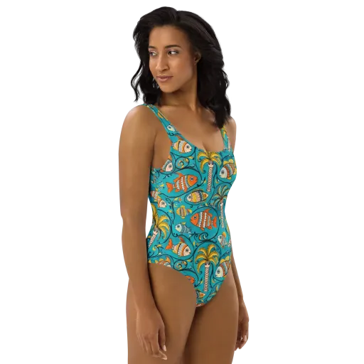 Palmfish Reverie on a One-Piece Swimsuit