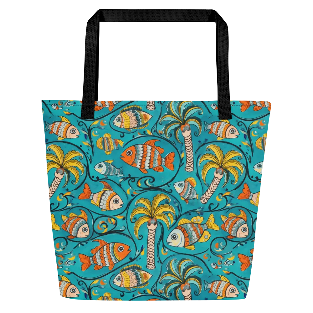 Palmfish Reverie on Large Tote Bag W/ Pocket — Front