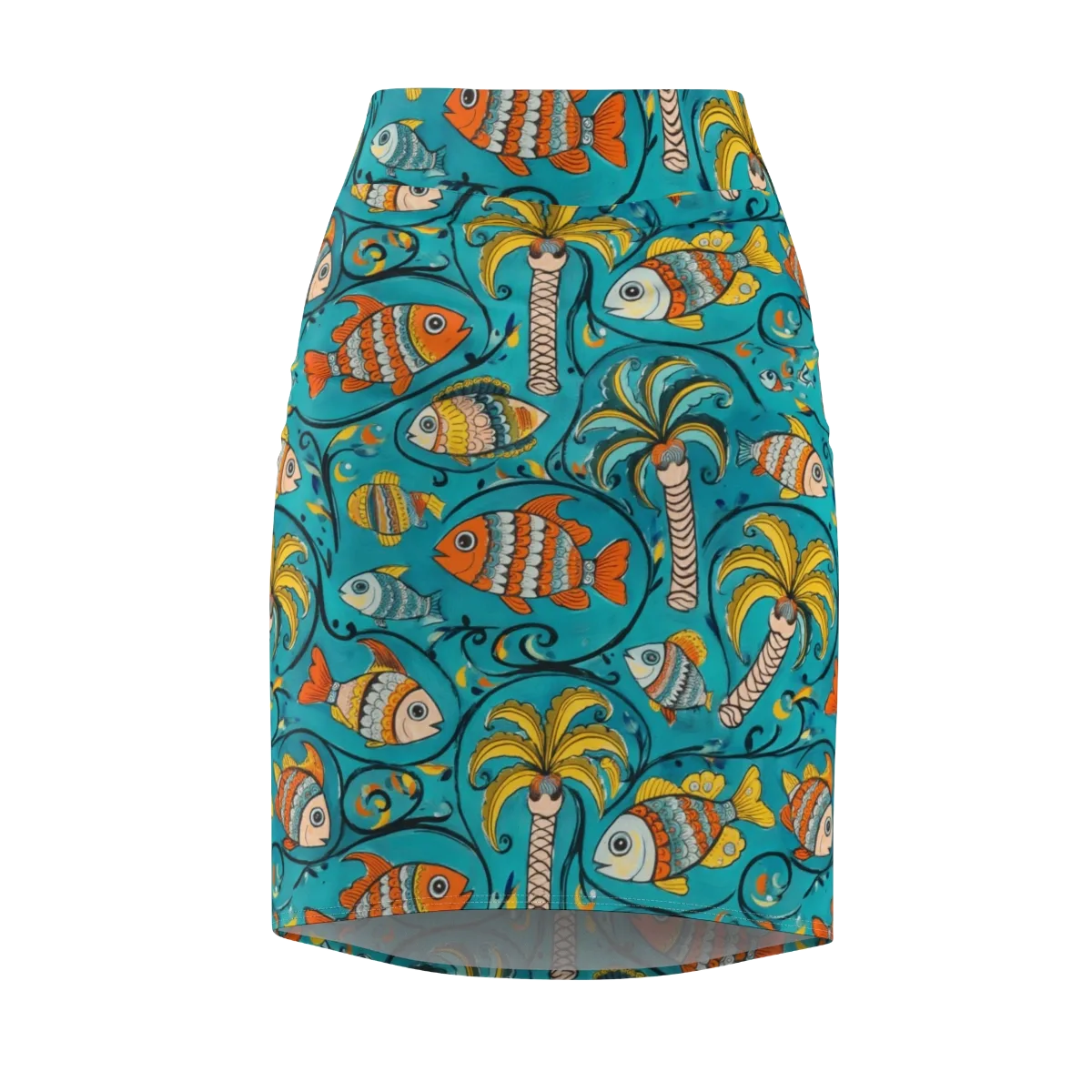 Palmfish Reverie on Pencil Skirt — Front