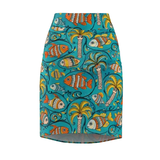 Palmfish Reverie on a Pencil Skirt