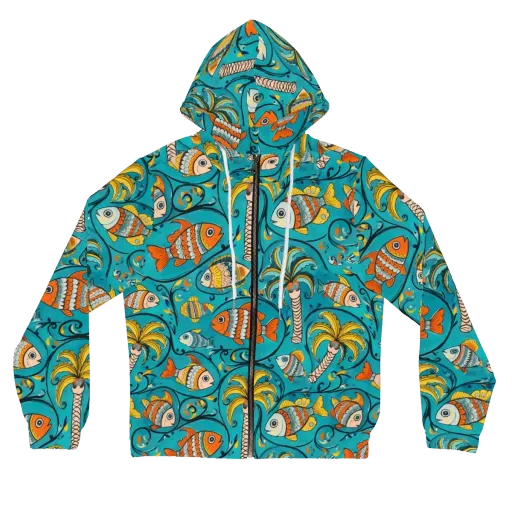 Palmfish Reverie on a Women's Full-Zip Hoodie