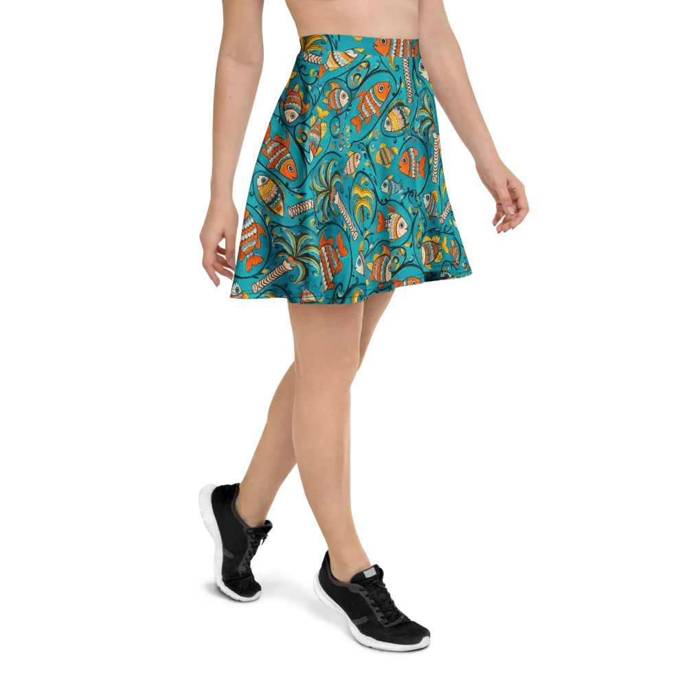 Palmfish Reverie on Skater Skirt — Right