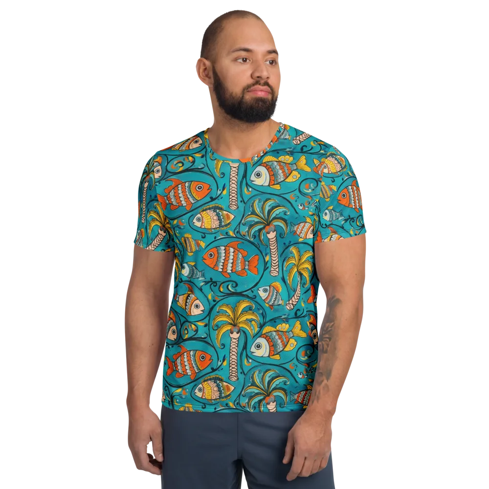 Palmfish Reverie on Men's Athletic T-Shirt — Front