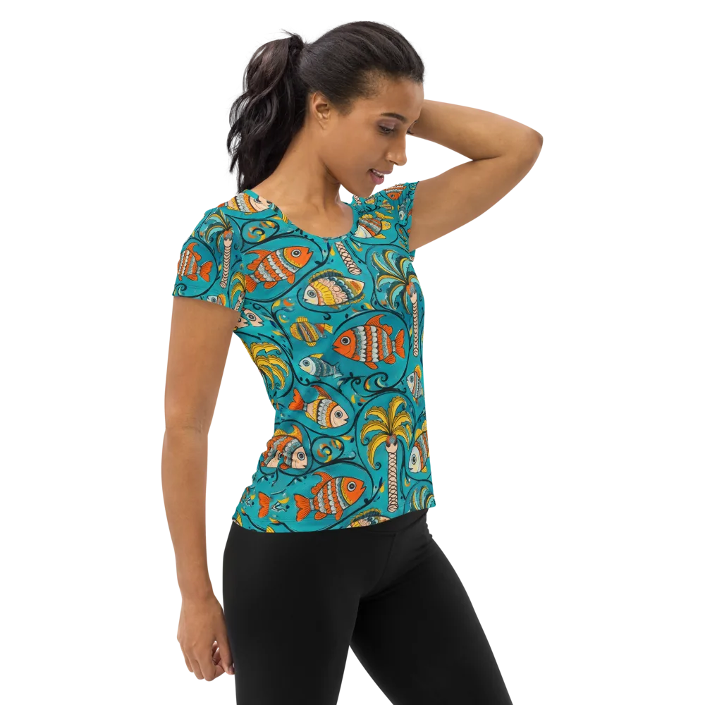 Palmfish Reverie on Women's Athletic T-Shirt — Right
