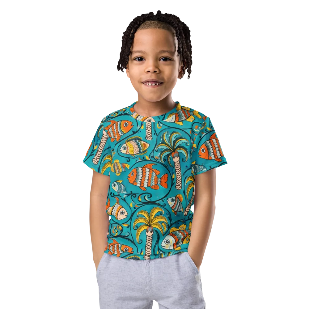 Palmfish Reverie on Kids Crew Neck T-Shirt — Front