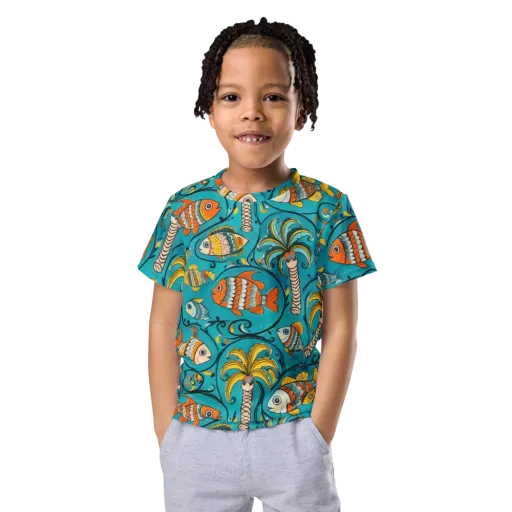 Palmfish Reverie on a Kids Crew Neck T-Shirt