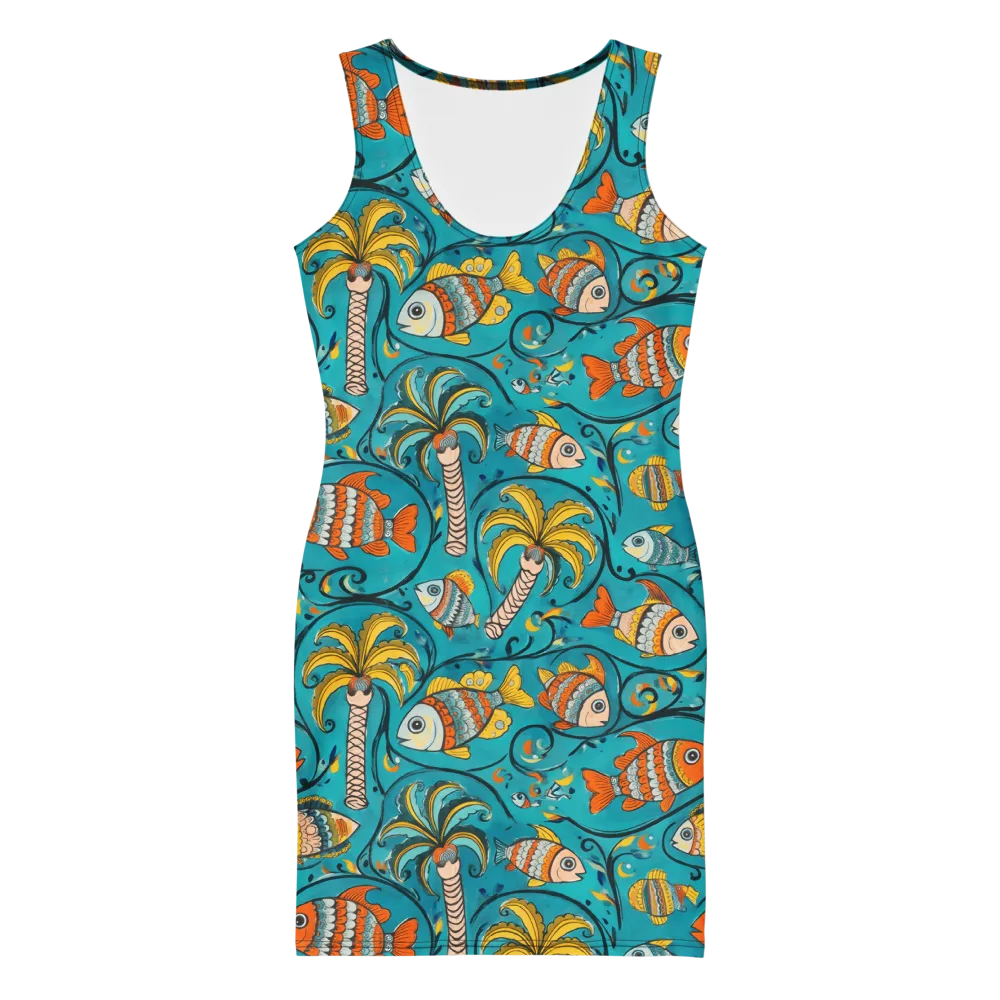 Palmfish Reverie on Bodycon Dress — Front