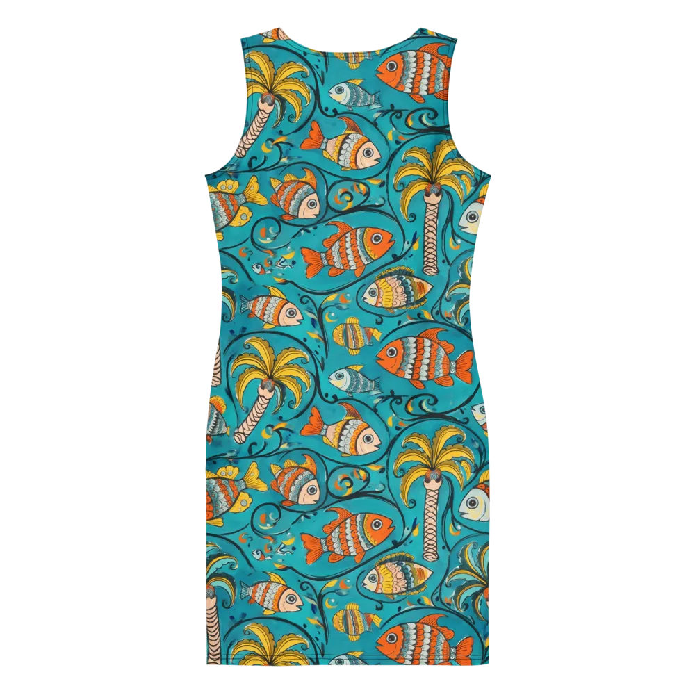 Palmfish Reverie on Bodycon Dress — Back