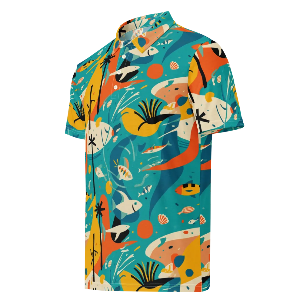 Tidal Modernism on Men's Slim Fit Polo Shirt — Left Front
