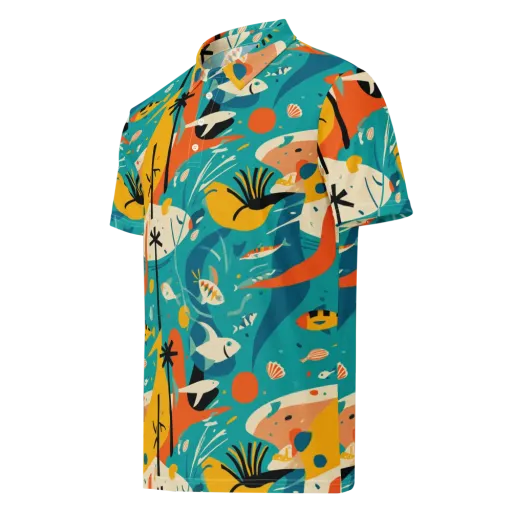 Tidal Modernism on a Men's Slim Fit Polo Shirt