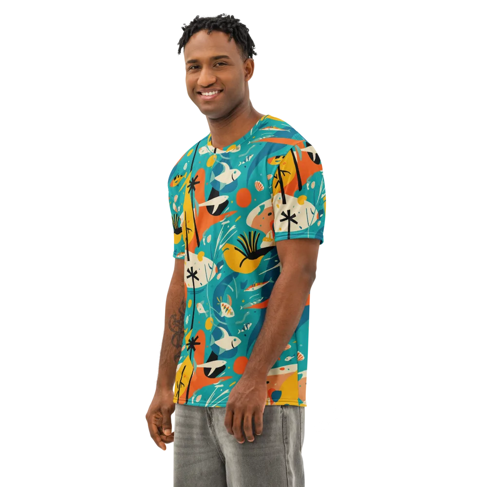 Tidal Modernism on Men's Cotton Crew Neck T-Shirt — Left Front