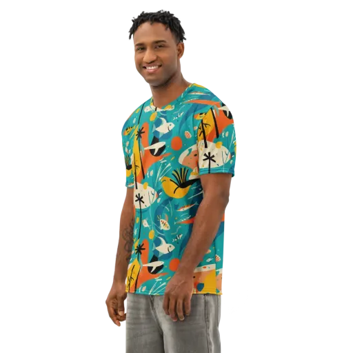 Tidal Modernism on a Men's Cotton Crew Neck T-Shirt