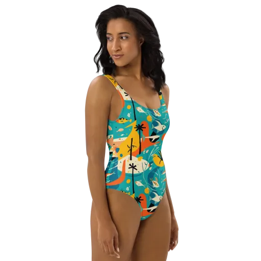 Tidal Modernism on a One-Piece Swimsuit