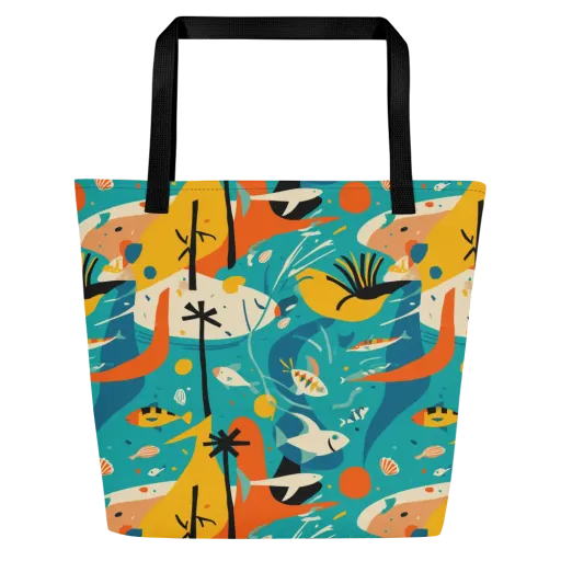 Tidal Modernism on a Large Tote Bag W/ Pocket