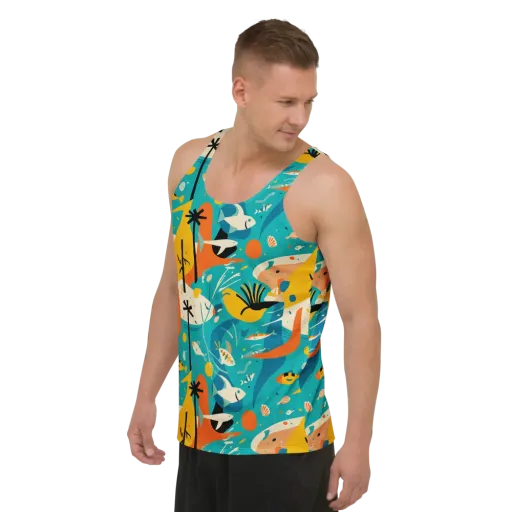 Tidal Modernism on a Men's Tank Top