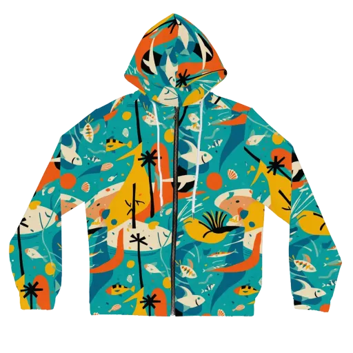 Tidal Modernism on a Women's Full-Zip Hoodie