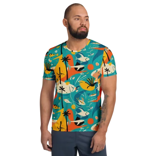 Tidal Modernism on a Men's Athletic T-Shirt