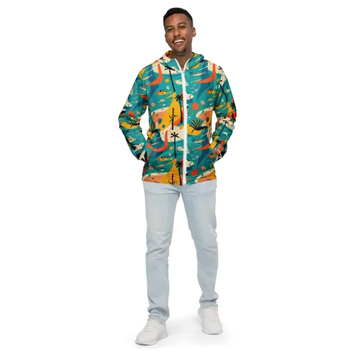 Tidal Modernism on a Men's Windbreaker