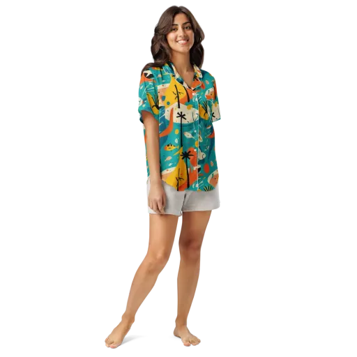 Tidal Modernism on a Women's Short Sleeve Pajama Top