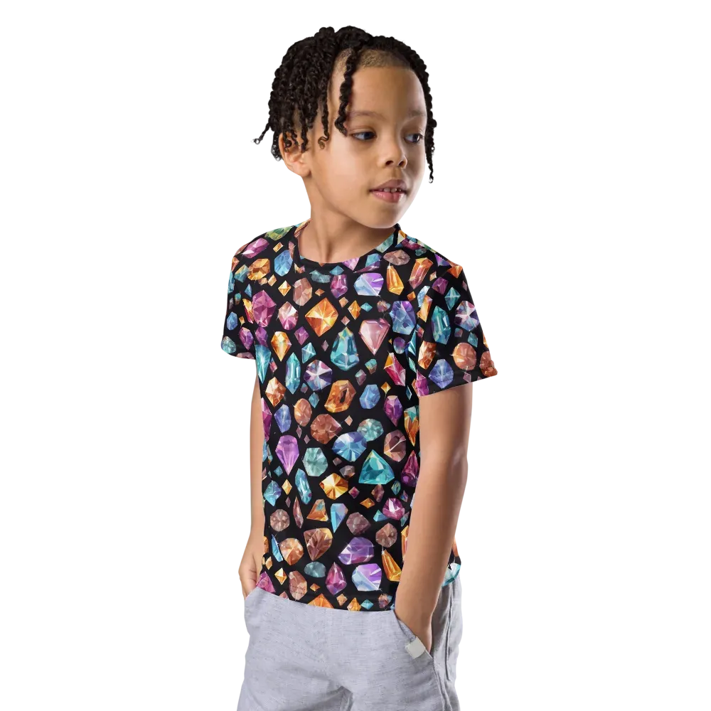Gemstorm on Kids Crew Neck T-Shirt — Left Front
