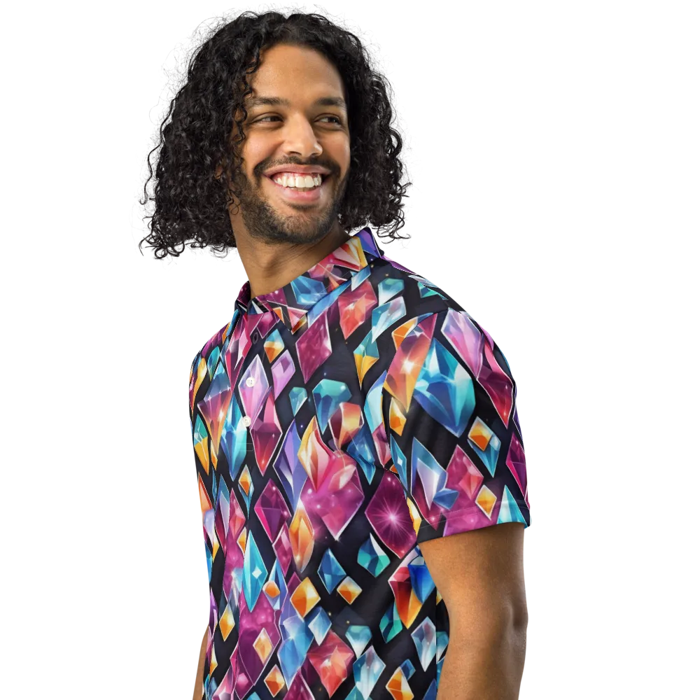 Prismatic Midnight on Men's Slim Fit Polo Shirt — Left Front
