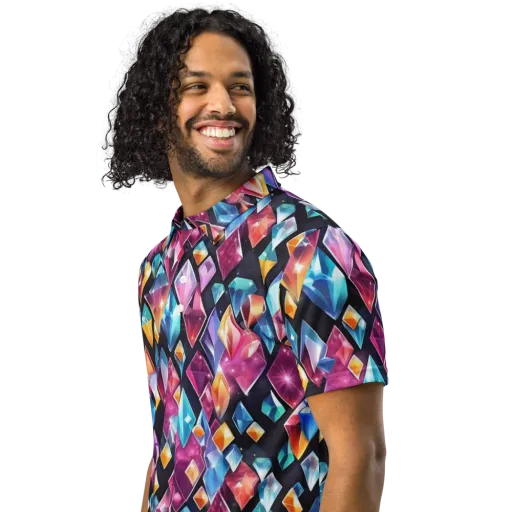 Prismatic Midnight on a Men's Slim Fit Polo Shirt
