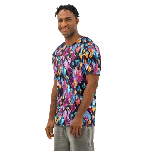 Prismatic Midnight on a Men's Cotton Crew Neck T-Shirt