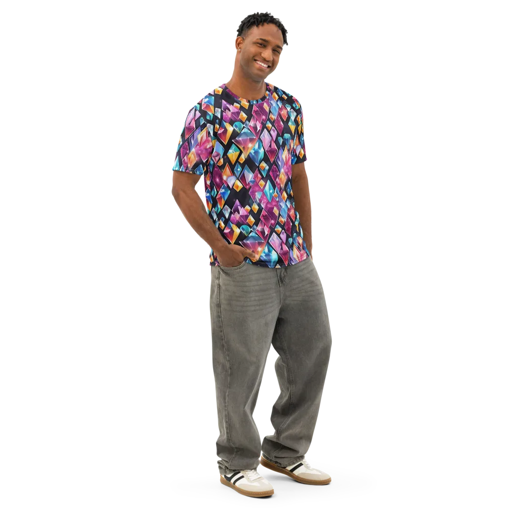 Prismatic Midnight on Men's Cotton Crew Neck T-Shirt — Right Front