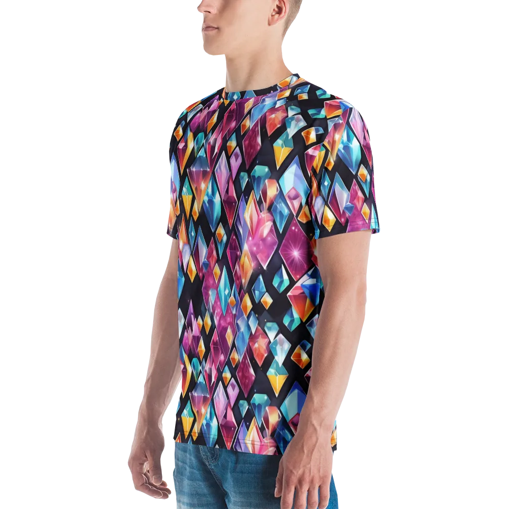 Prismatic Midnight on Men's Crew Neck T-Shirt — Left